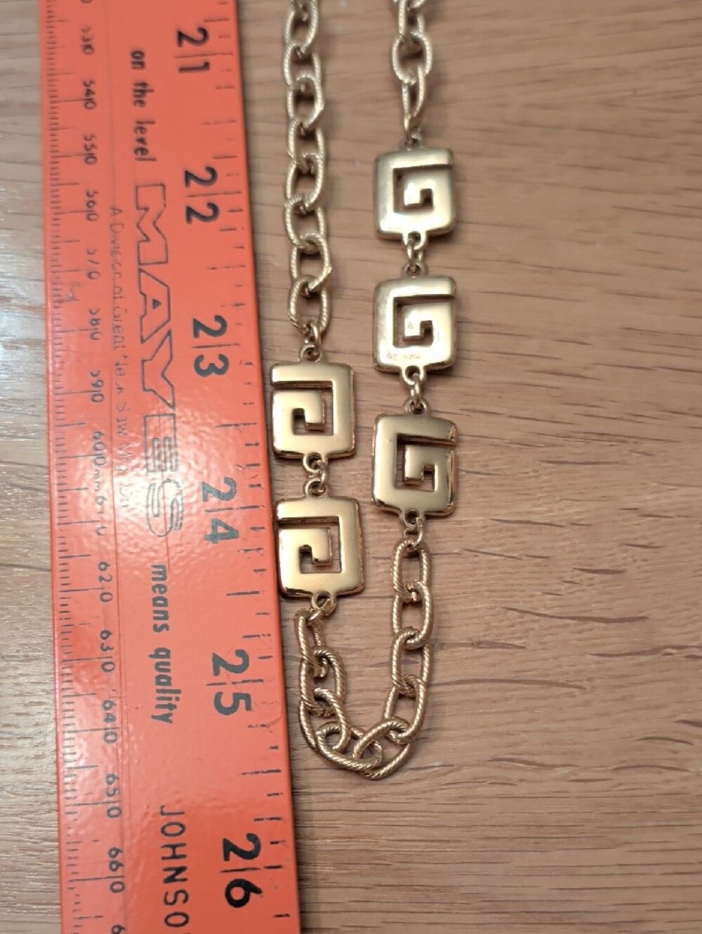 Trifari Gold Greek Key Extra Long Chunky Necklace - Picture 5 of 8